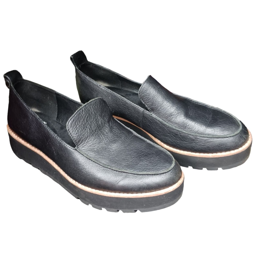 Eileen Fisher Shoes Womens 9 Ells Platform Loafer Black Leather Slip On